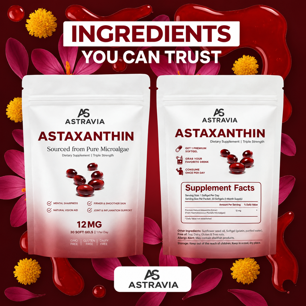 Astravia Astaxanthin 12 mg Softgels – Reduced Ringing, Better Sleep & Total Inner-Ear Cell Defence